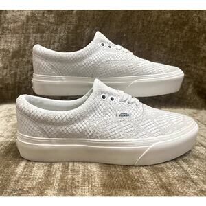Vans Era Platform White Leather Python Print Sneakers Women's 9 / Men's 7.5
